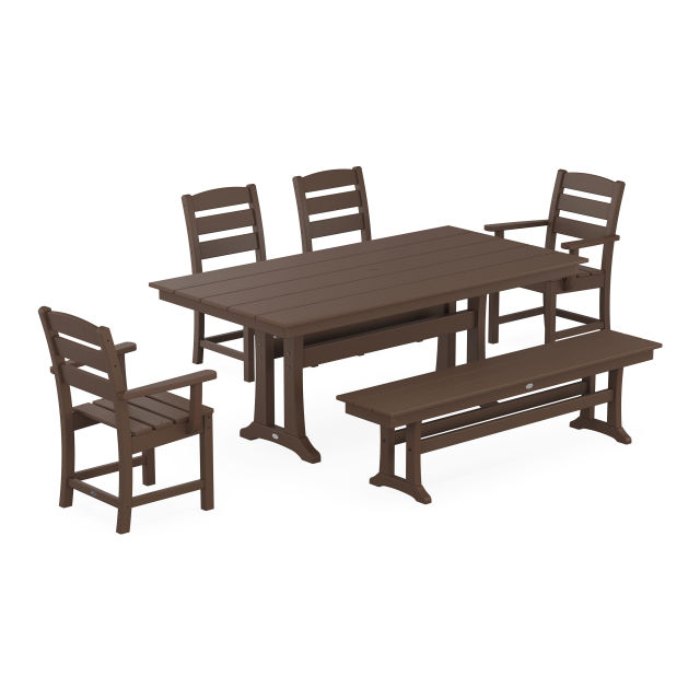 Polywood Lakeside 6-Piece Farmhouse Dining Set with Trestle Legs