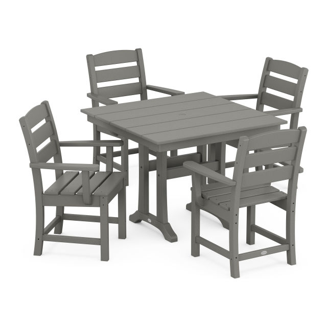 Polywood Lakeside 5-Piece Farmhouse Trestle Armchair Dining Set