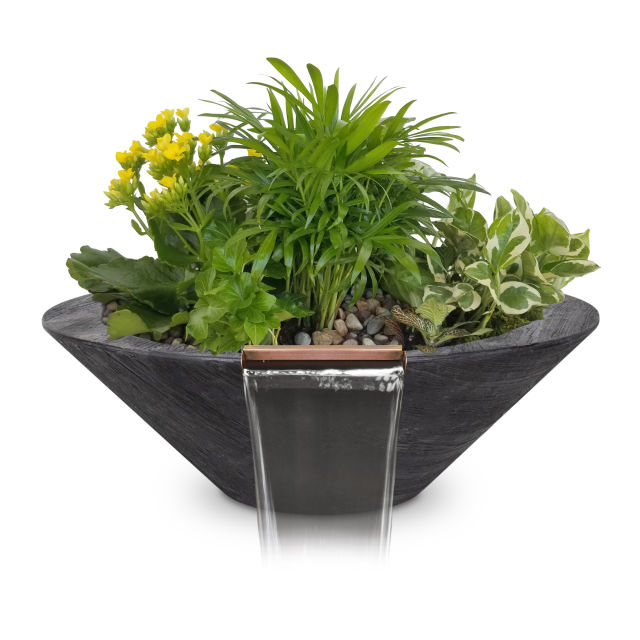 The Outdoor Plus Cazo 24" Wood Grain Concrete Planter & Water Bowl