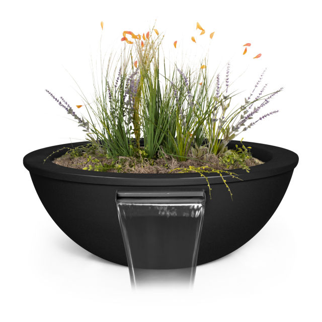 The Outdoor Plus Sedona 27" Powder-Coated Planter & Water Bowl