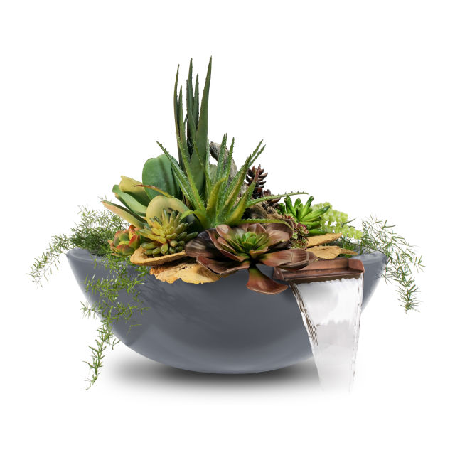 The Outdoor Plus Sedona 33" GFR Concrete Planter & Water Bowl