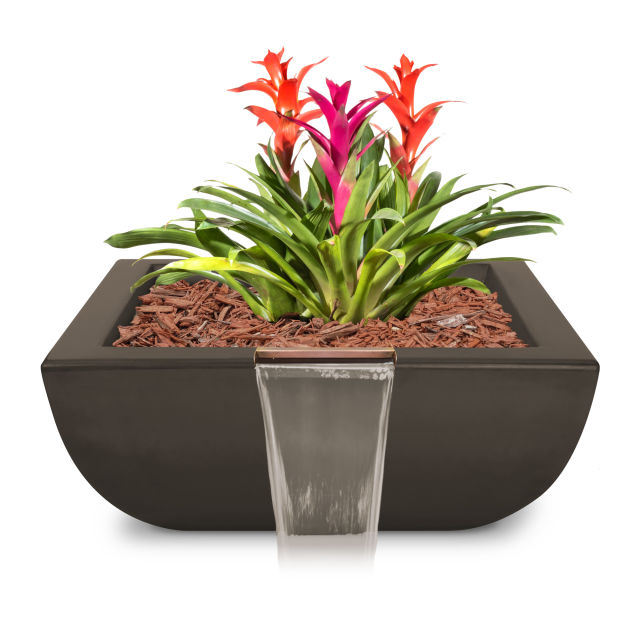 The Outdoor Plus Avalon 36" GFR Concrete Planter & Water Bowl