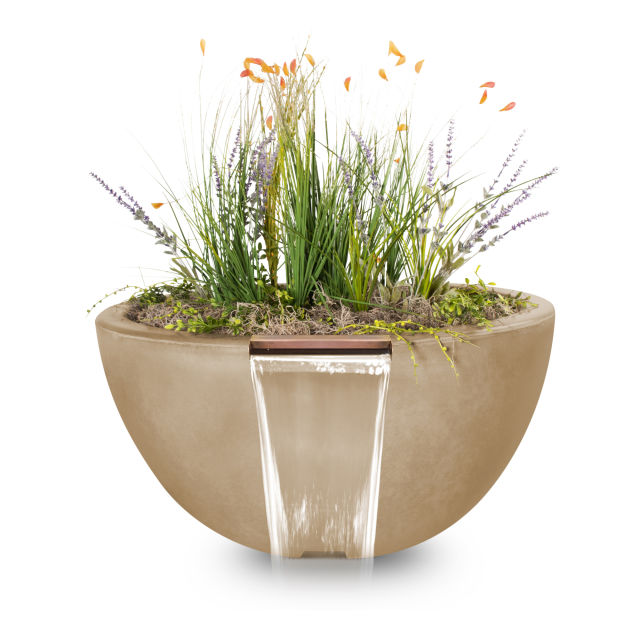 The Outdoor Plus Luna 30" GFR Concrete Planter & Water Bowl