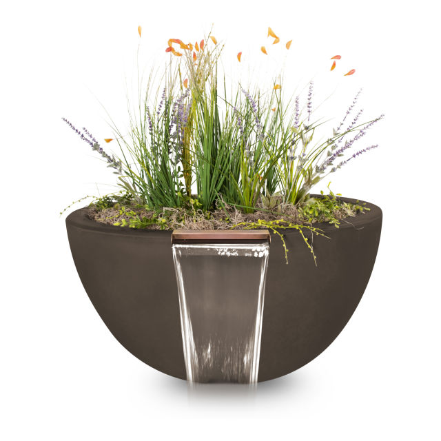 The Outdoor Plus Luna 38" GFR Concrete Planter & Water Bowl