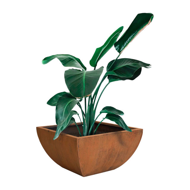 The Outdoor Plus Tuscon 30" Square Cor-Ten Steel Planter