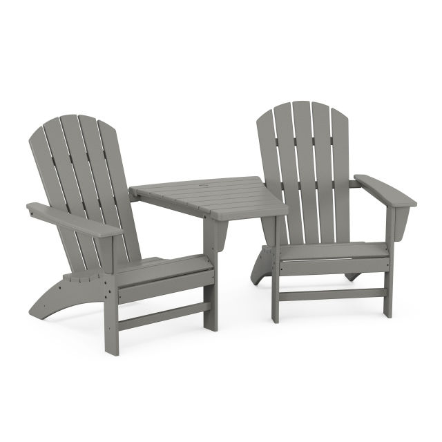 Polywood Nautical 3-Piece Adirondack Set with Angled Connecting Table