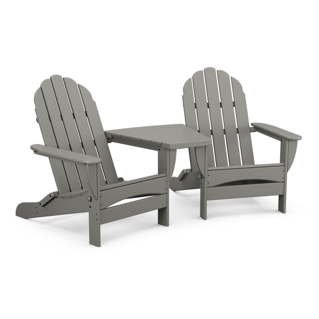 Polywood Classic Oversized Adirondacks with Angled Connecting Table