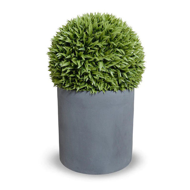 Enduraleaf 23" Faux Broadleaf Podocarpus Ball in 20" Gray Pot