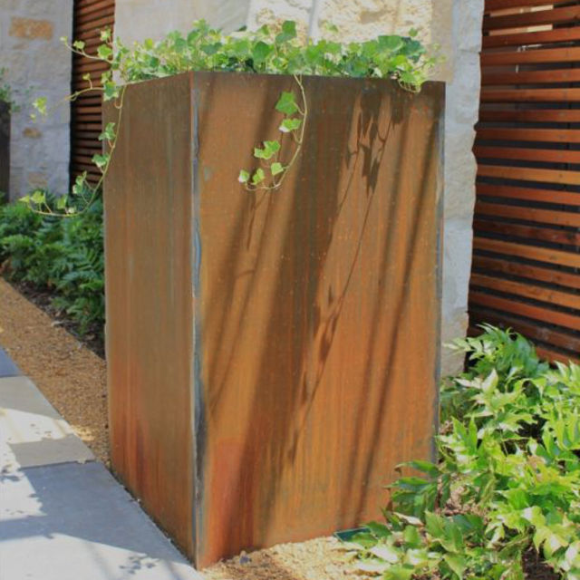 Bentintoshape 20" Columnar Cor-Ten Steel Box Planter