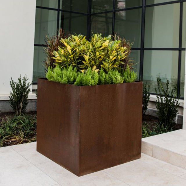 Bentintoshape 20" Square Cor-Ten Steel Box Planter