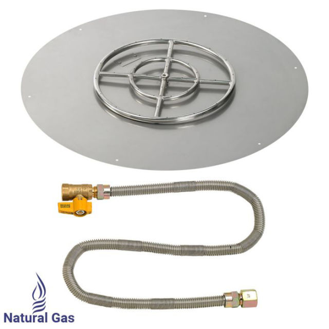 American Fire Glass 30" Round Flat Pan Match Light Fire Pit Burner Kit