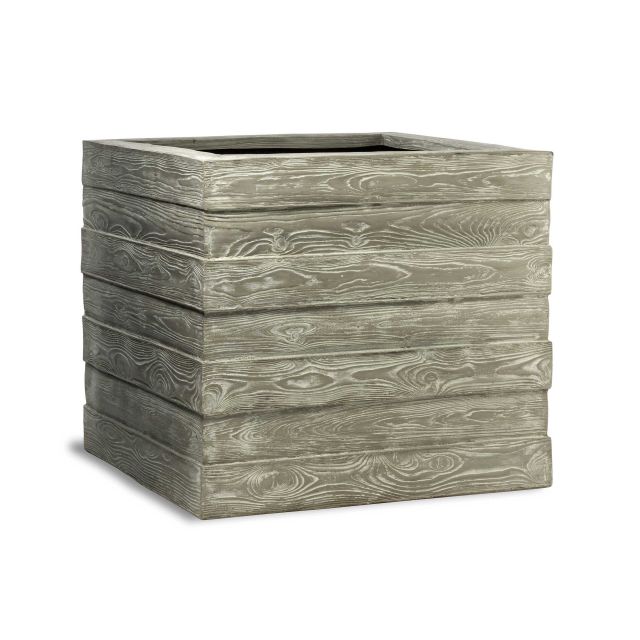 Capital Garden Driftwood 24" Square Fiberglass Box Planter