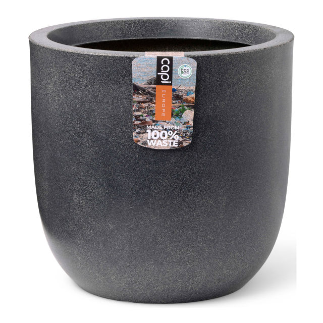 Capi Waste 17" Ball Smooth Recycled Planter Pot - Terrazzo Grey