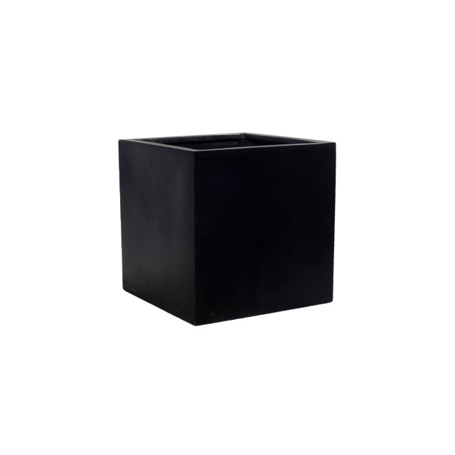 Pottery Pots Natural 12" Cube Fiberstone Box Planter Set of 2- Black