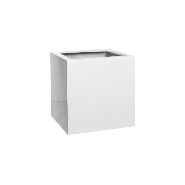 Pottery Pots Essential 12" Cube Fiberstone Box Planter Set of 2 - Glossy White