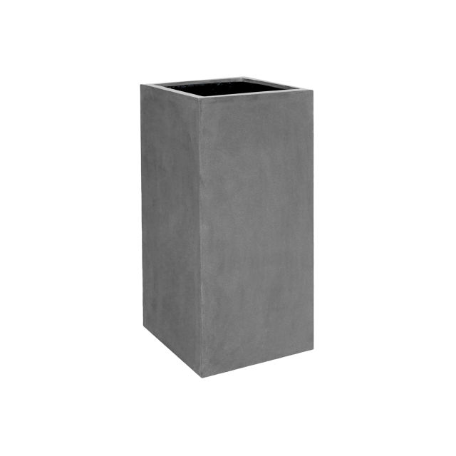 Pottery Pots Natural Bouvy 20" x 20" x 39" Square Fiberstone Planter Pot - Grey