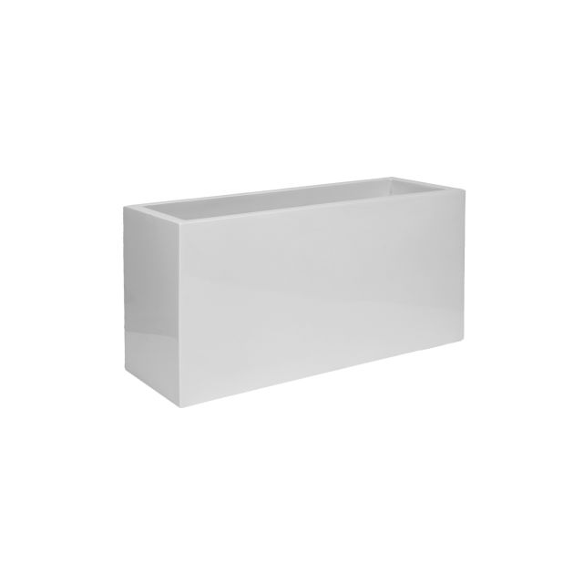 Pottery Pots Essential Jort 31.5" x 12" x 16" Rectangular Fiberstone Trough Planter - Glossy White