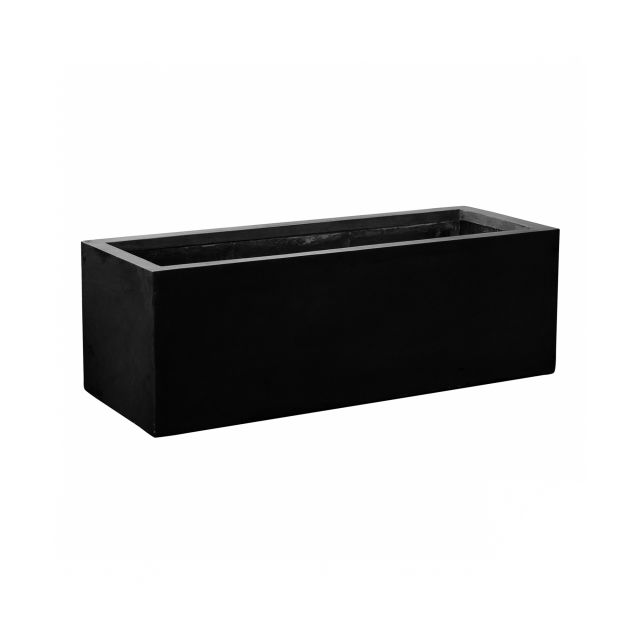 Pottery Pots Natural Jumbo Jort 59" x 24" x 20" Rectangular Fiberstone Trough Planter - Black