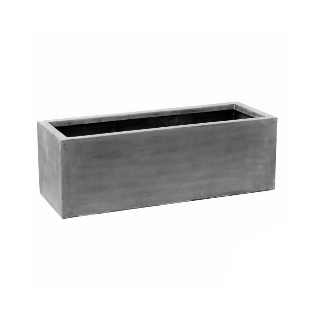 Pottery Pots Natural Jumbo Jort 47" x 18" x 16" Rectangular Fiberstone Trough Planter - Grey