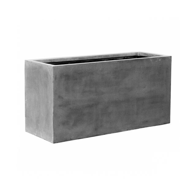 Pottery Pots Natural Jumbo Jort 47" x 18" x 24" Rectangular Fiberstone Trough Planter - Grey