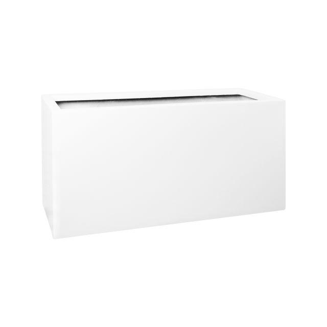 Pottery Pots Essential Jumbo Jort 59" x 24" x 30" Rectangular Fiberstone Trough Planter - Glossy White