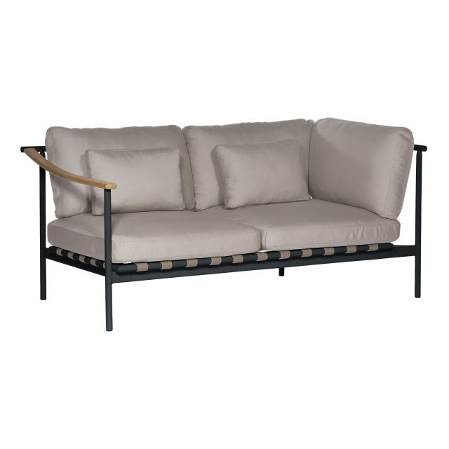 Barlow Tyrie Around Deep Seating Love Seat - Teak Left Arm / Aluminum Right Arm