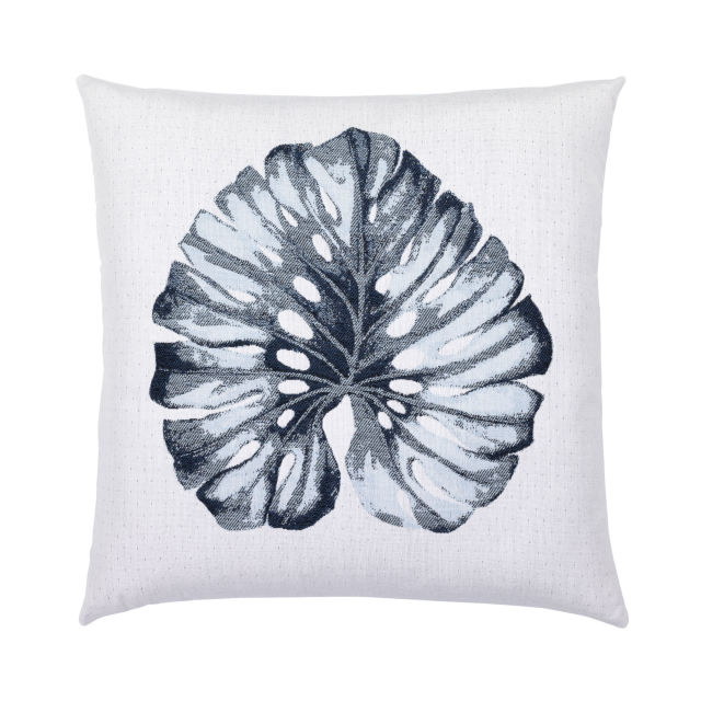 Elaine Smith 22" x 22" Leaf Denim Sunbrella Outdoor Pillow