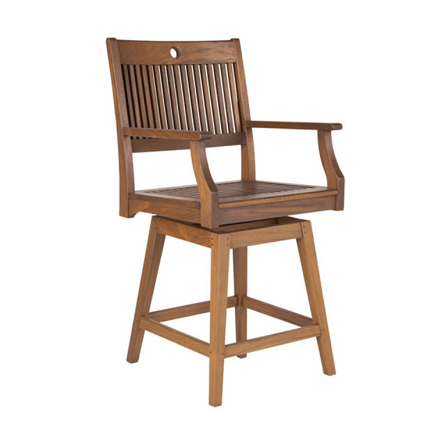 Jensen Outdoor Opal Ipe Wood Swivel Counter Armchair