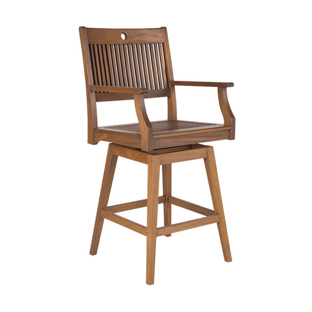 Jensen Outdoor Opal Ipe Wood Swivel Bar Armchair