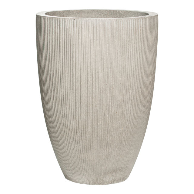 Pottery Pots Ridged Ben 16" Round Ficonstone Planter Pot - Light Grey