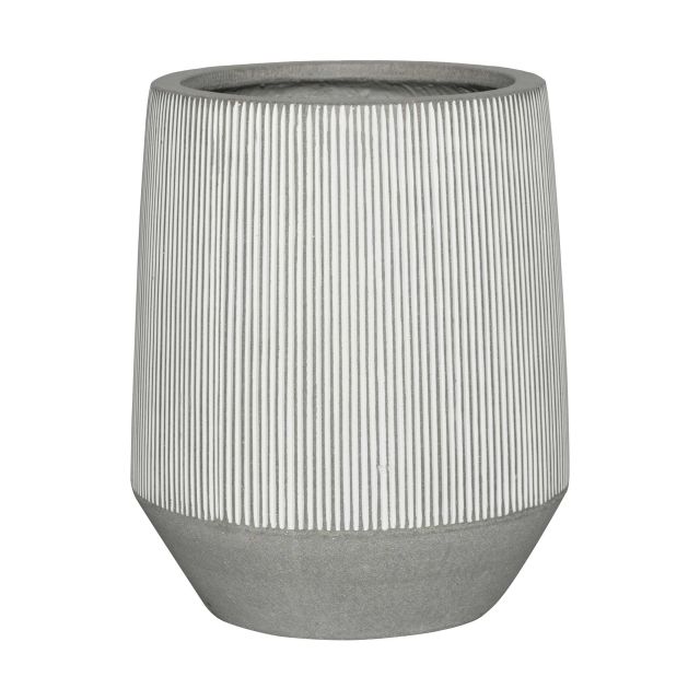 Pottery Pots Ridged Harith High 16" Round Ficonstone Planter Pot - White Stripe