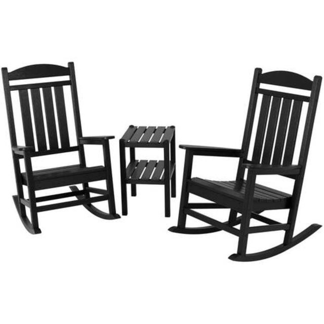 Polywood Presidential 3-Piece Rocking Chair with Side Table Set