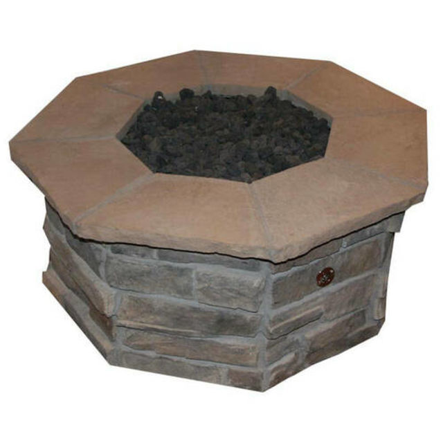 R & R Living Custom Octagon Stone Gas Fire Pit