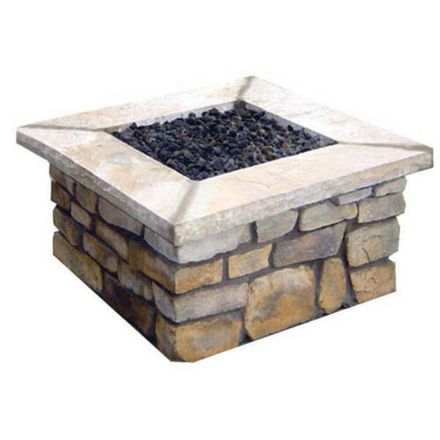 R & R Living Custom Square Stone Gas Fire Pit