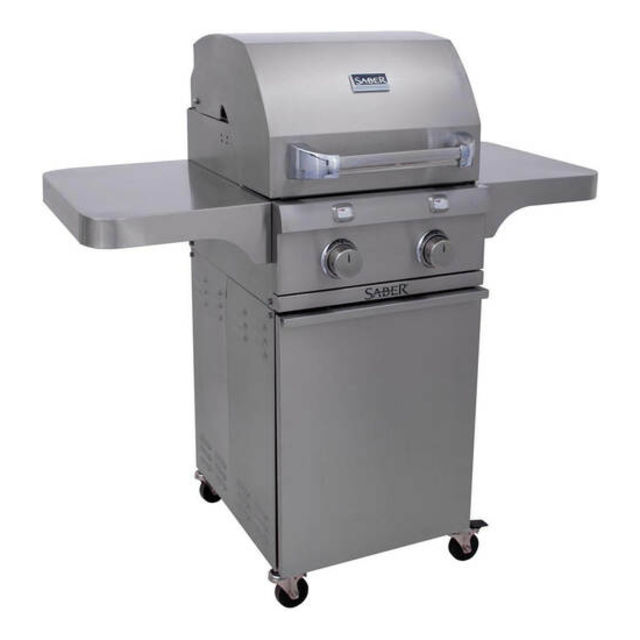 Saber Grills Deluxe 2-Burner 20" Freestanding Gas Grill on Cart - Stainless Steel