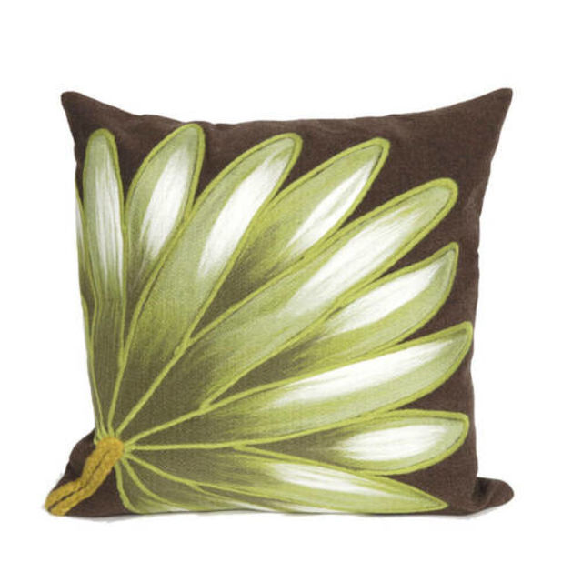 Trans-Ocean 20" x 20" Palm Fan Chocolate Outdoor Pillow