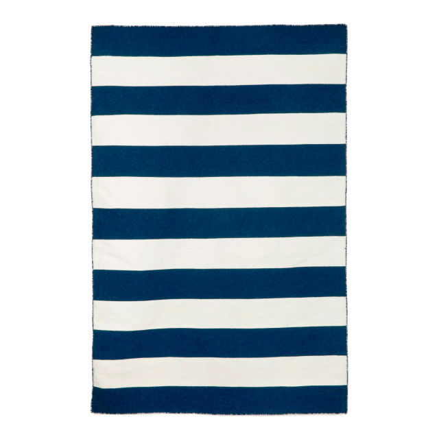 Trans-Ocean Sorrento Rugby Stripe Navy Indoor/Outdoor Rug