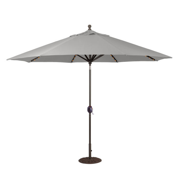 Galtech Auto Tilt 11' Octagonal Aluminum Market Patio Umbrella with LED Lights