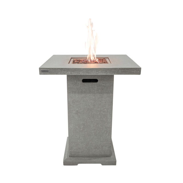 Elementi Montreal 34" Square Concrete Gas Bar Fire Table w/ Hidden Tank