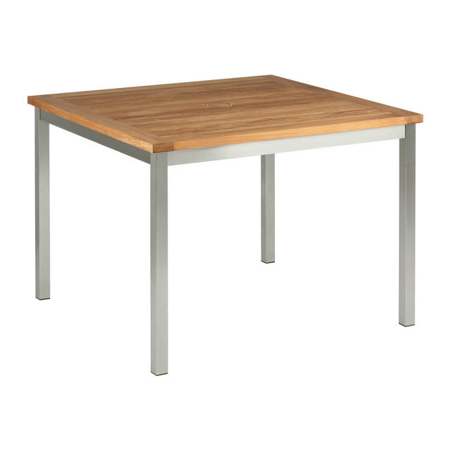 Barlow Tyrie Equinox 38" Steel Square Dining Table - Teak Top