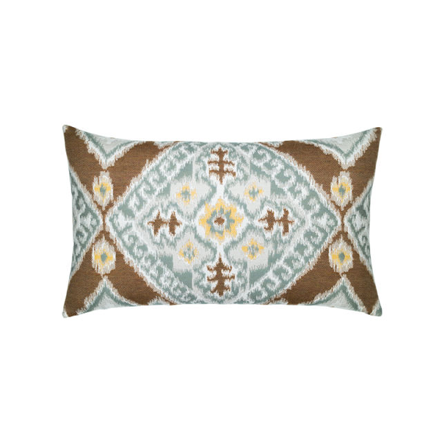 Elaine Smith 20" x 12" Ikat Diamond Caramel Lumbar Sunbrella Outdoor Pillow