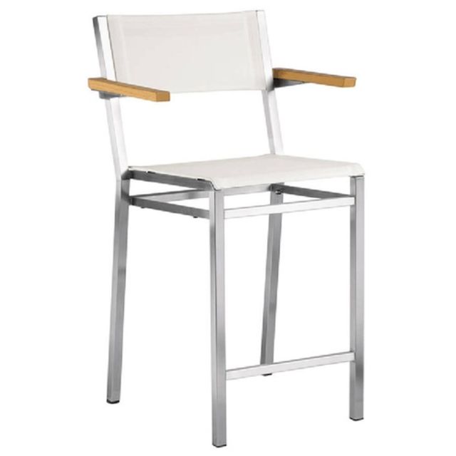 Barlow Tyrie Equinox Stacking Sling Counter Armchair - Raw Stainless Steel