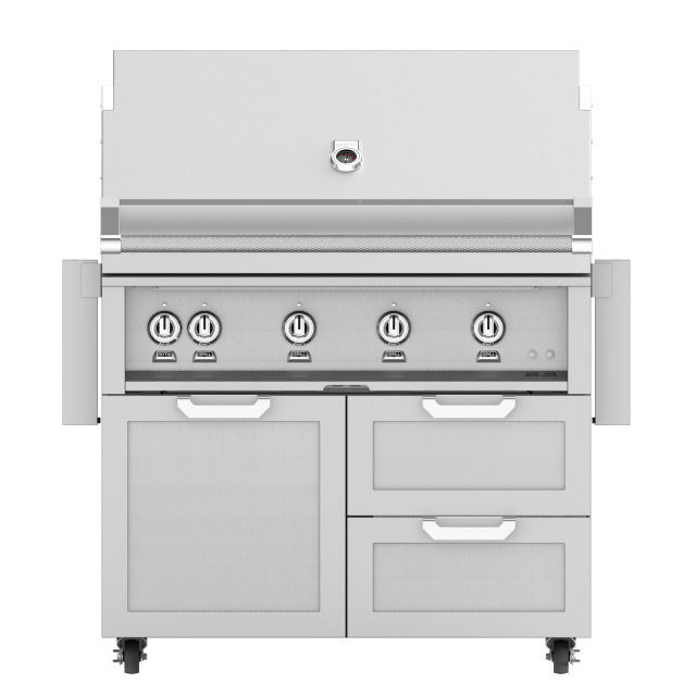 Hestan 42" Freestanding Gas Grill with Rotisserie on Combo Tower Cart