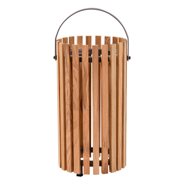 POVL Outdoor Qube Medium Teak Solar LED Lantern