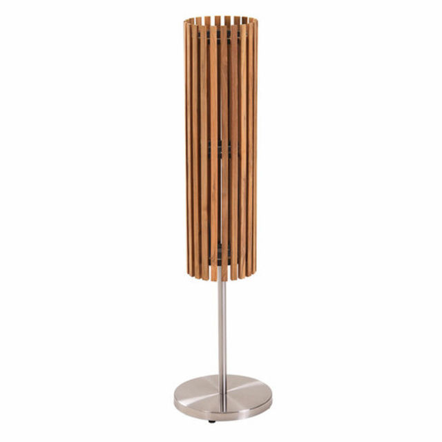 POVL Outdoor Qube Teak Solar LED Floor Lamp