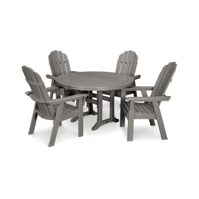 Polywood Vineyard Curveback Adirondack 5-Piece Nautical Trestle Dining Set