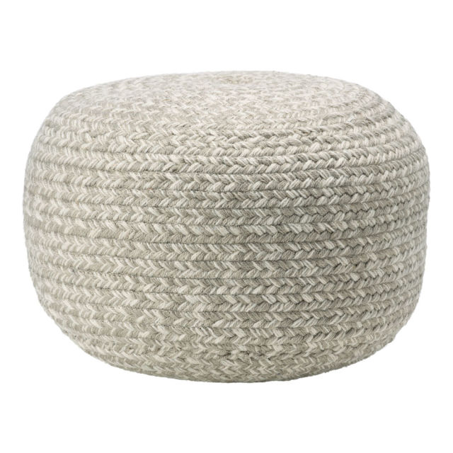 Jaipur Living Vibe Santa Rosa Solid Gray Cream Cylinder Outdoor Pouf