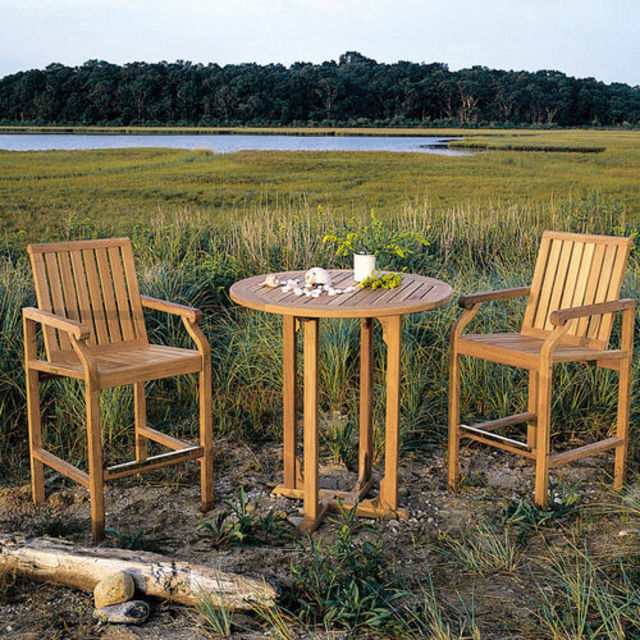 Kingsley Bate Essex/Nantucket 3-Piece Round Bar Patio Dining Set