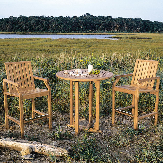 Kingsley Bate Essex/Nantucket 3-Piece Round Bar Patio Dining Set