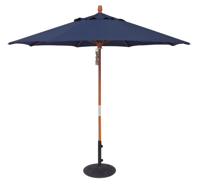 Treasure Garden Quad Pulley Lift 9' Octagonal Hardwood Market Patio Umbrella